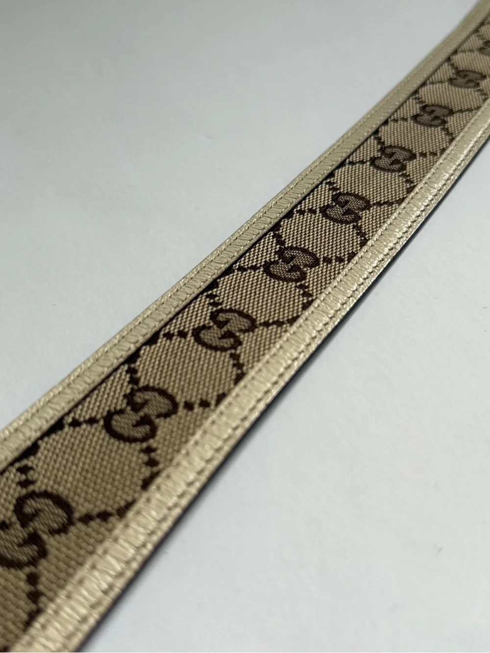 Gucci Beige Monogram Canvas Belt with Gold Double G Buckle